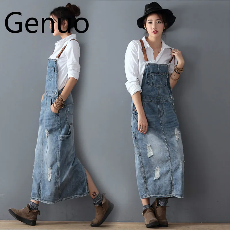 Fashion Denim Dress Summer Ladies Suspenders Holes Jeans Dresses Female Loose Plus Size Bib Blue Jeans Long Dress
Fashion Denim Dress Summer Ladies Suspenders Holes Jeans Dresses Female Loose Plus Size Bib Blue Jeans Long Dress