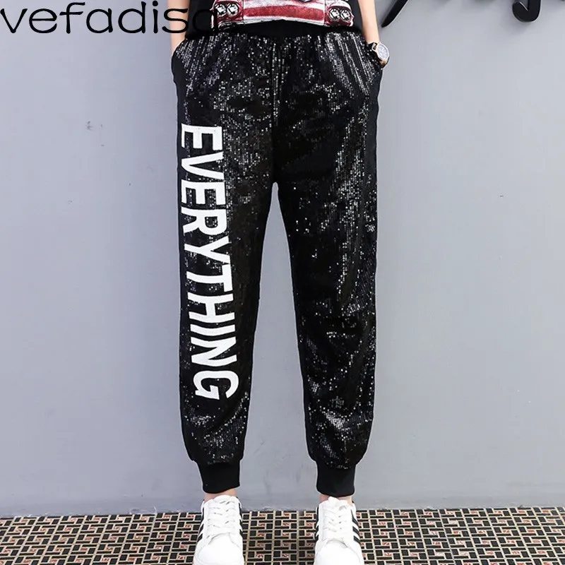 Vefadisa Full Sequin Pants Women White Letter Long Pants Black Elastic Waist Pants Streetwear Trousers for Girls ZLD625
Vefadisa Full Sequin Pants Women White Letter Long Pants Black Elastic Waist Pants Streetwear Trousers for Girls ZLD625
