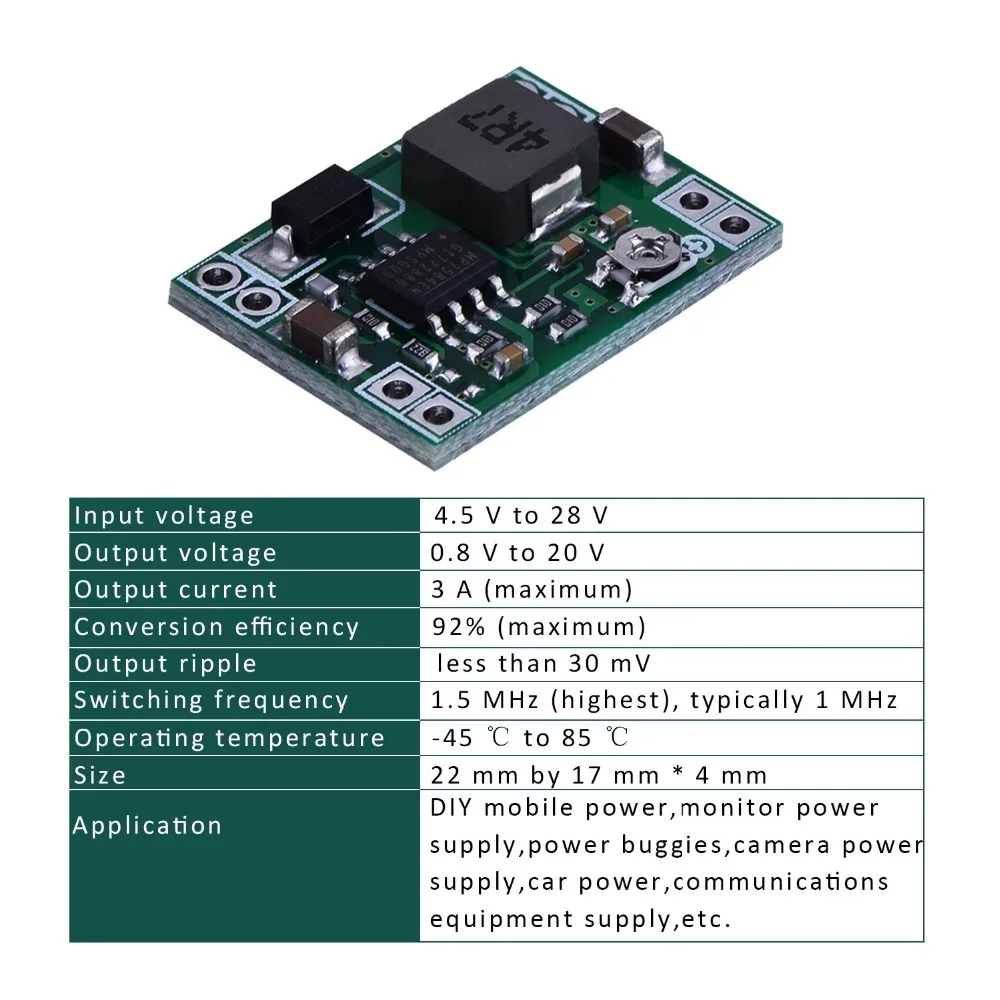 Ultra-Small Size DC-DC Step Down Power Supply Module 3A Adjustable Buck Converter for Arduino Replace LM2596
Ultra-Small Size DC-DC Step Down Power Supply Module 3A Adjustable Buck Converter for Arduino Replace LM2596