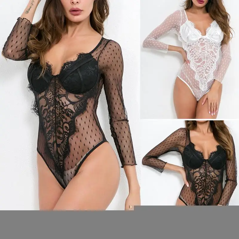 Sexy Vintage Women Jumpsuit Lace Wave Point Clubwear Tops Long Sleeve Bodysuit Black/White Drop Shipping#137
Sexy Vintage Women Jumpsuit Lace Wave Point Clubwear Tops Long Sleeve Bodysuit Black/White Drop Shipping#137