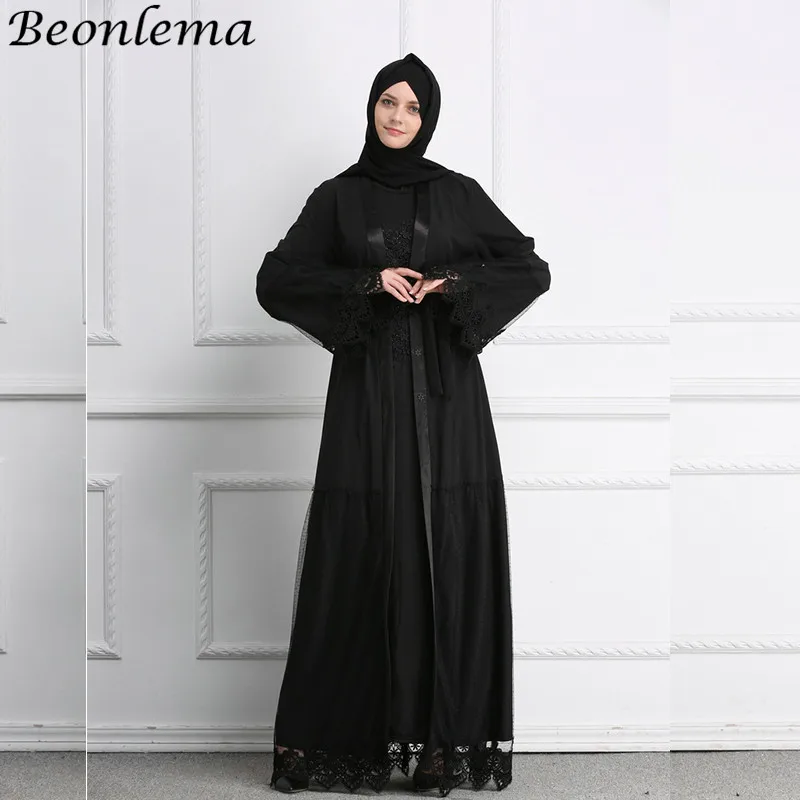 Beonlema Women Kaftan Abaya Dubai Muslim Fashion Caftan Female Black Lace Arabic Musulman Open Thobe Islam Femme Clothing
Beonlema Women Kaftan Abaya Dubai Muslim Fashion Caftan Female Black Lace Arabic Musulman Open Thobe Islam Femme Clothing