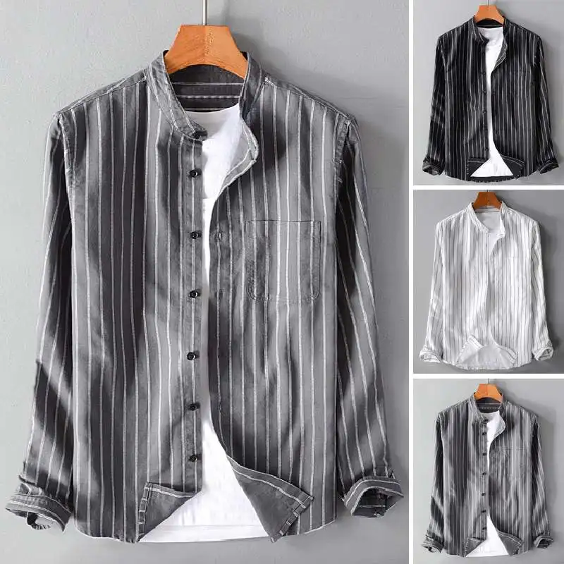 2019 Casual Striped Shirts Men Shirts Retro Man Tops Cotton Long Sleeve Dress Loose Camisa Hombre Fashion Men Clothes Chemise
2019 Casual Striped Shirts Men Shirts Retro Man Tops Cotton Long Sleeve Dress Loose Camisa Hombre Fashion Men Clothes Chemise