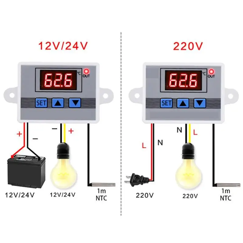 Digital Temperature Controller 10A Thermostat Control Switch with Probe Sensor Thermometer Thermo Controller DC12V/DC24V/AC220V
Digital Temperature Controller 10A Thermostat Control Switch with Probe Sensor Thermometer Thermo Controller DC12V/DC24V/AC220V