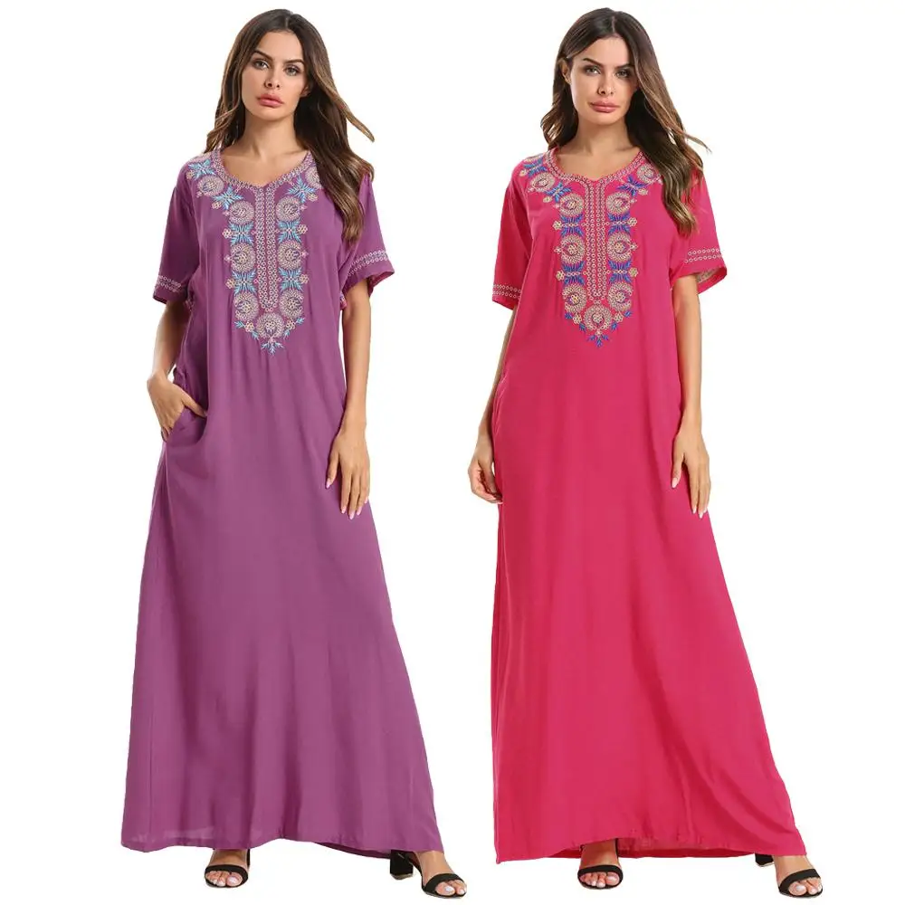 Women Abaya Long Dress Embroidery Ethnic Style Casual Short Sleeve Summer Dress Maxi Gown Dubai Kaftan Islamic Clothing Fashion
Women Abaya Long Dress Embroidery Ethnic Style Casual Short Sleeve Summer Dress Maxi Gown Dubai Kaftan Islamic Clothing Fashion