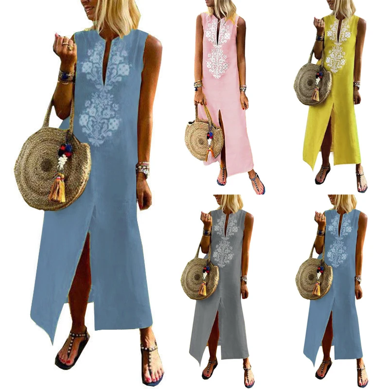 Women Long Maxi Dresses 2019 ZANZEA Female Sleeveless Summer Dress Floral Printed Vestido Plus Size Split Beach Sundress
Women Long Maxi Dresses 2019 ZANZEA Female Sleeveless Summer Dress Floral Printed Vestido Plus Size Split Beach Sundress