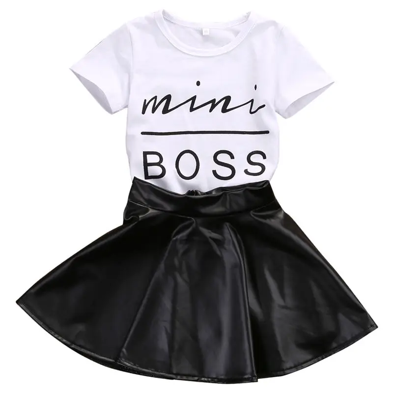 Toddler Kids Baby Girl Clothing Tops T-Shirts Cotton Short Sleeve Leather Skirts 2pcs Outfits Clothes Set Baby Girl
Toddler Kids Baby Girl Clothing Tops T-Shirts Cotton Short Sleeve Leather Skirts 2pcs Outfits Clothes Set Baby Girl
