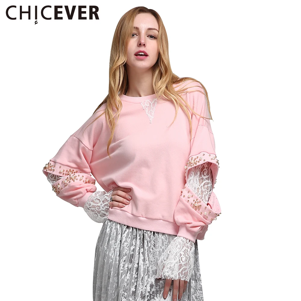 CHICEVER Beading Lace Long Sleeve Female Sweatshirt for Women Pullovers Loose 2019 Autumn Fall Streetwear Clothes Korean New
CHICEVER Beading Lace Long Sleeve Female Sweatshirt for Women Pullovers Loose 2019 Autumn Fall Streetwear Clothes Korean New