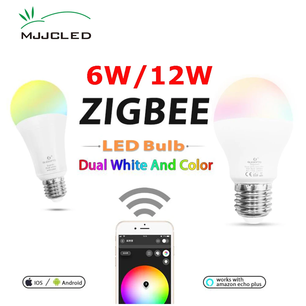 ZIGBEE LED Light Bulb E27 6W 12W E26 RGB Dual White Zigbee Smart Lamp App Control LED Bulb AC 110V 220V 230V Zigbee ZLL Link
ZIGBEE LED Light Bulb E27 6W 12W E26 RGB Dual White Zigbee Smart Lamp App Control LED Bulb AC 110V 220V 230V Zigbee ZLL Link