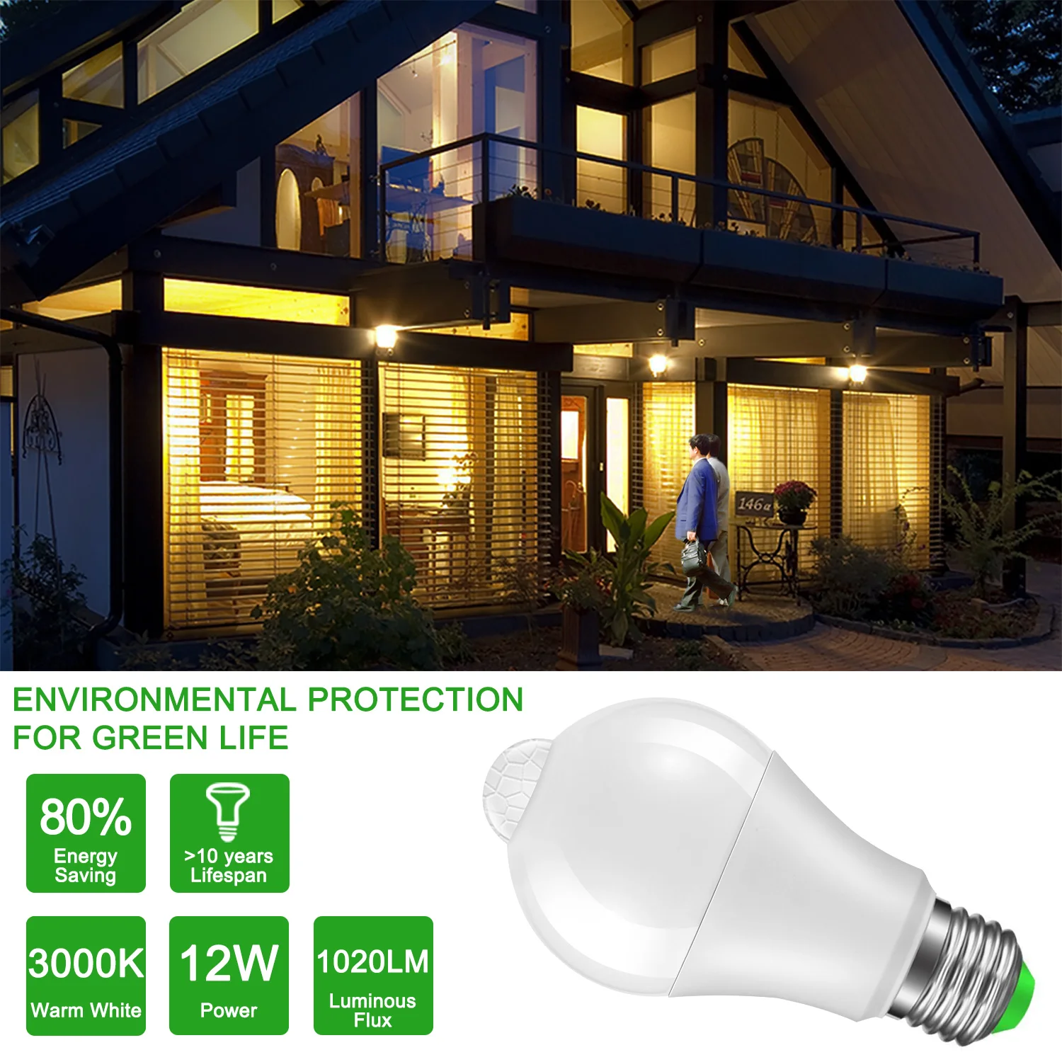 

IP42 LED PIR Sensor Bulb E27 12W 18W 220V 110V LED Light Motion Sensor Lamp Led Auto Detection Lampada Home Lighting Bombillas