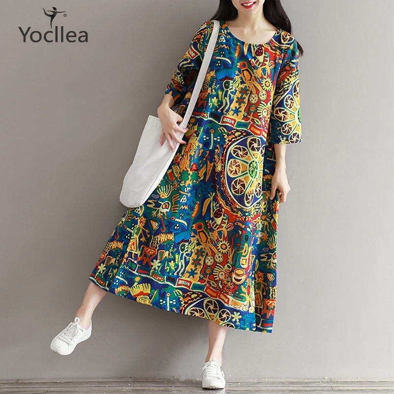 Large Size 3XL Summer Dress Women Spring Autumn Loose Cotton Linen Casual Dress Robe Preppy Style Short sleeve Print Dresses
Large Size 3XL Summer Dress Women Spring Autumn Loose Cotton Linen Casual Dress Robe Preppy Style Short sleeve Print Dresses