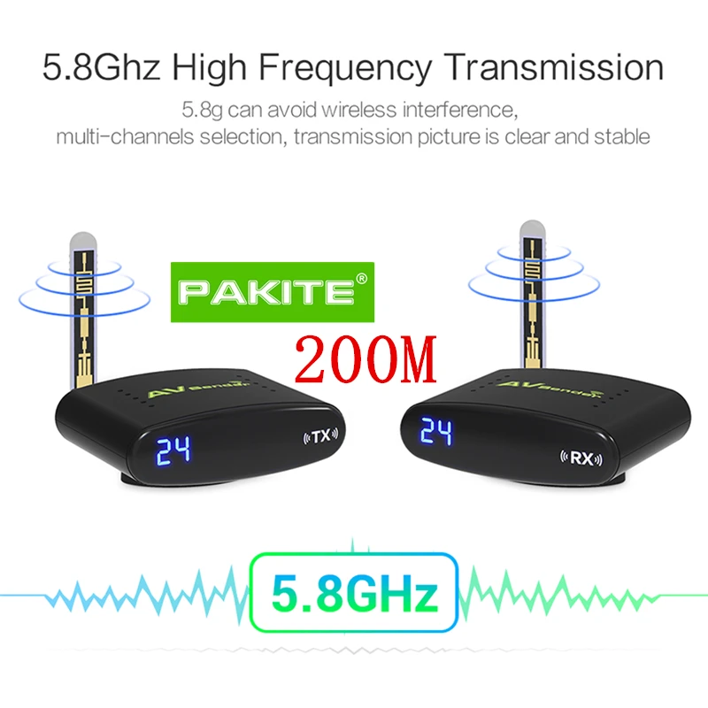 

PAT-635 200M 5.8GHz 24CH AV CCTV Camera Video Transmitter Receiver TV Wireless Receiver Sender With EU US UK AU Plug