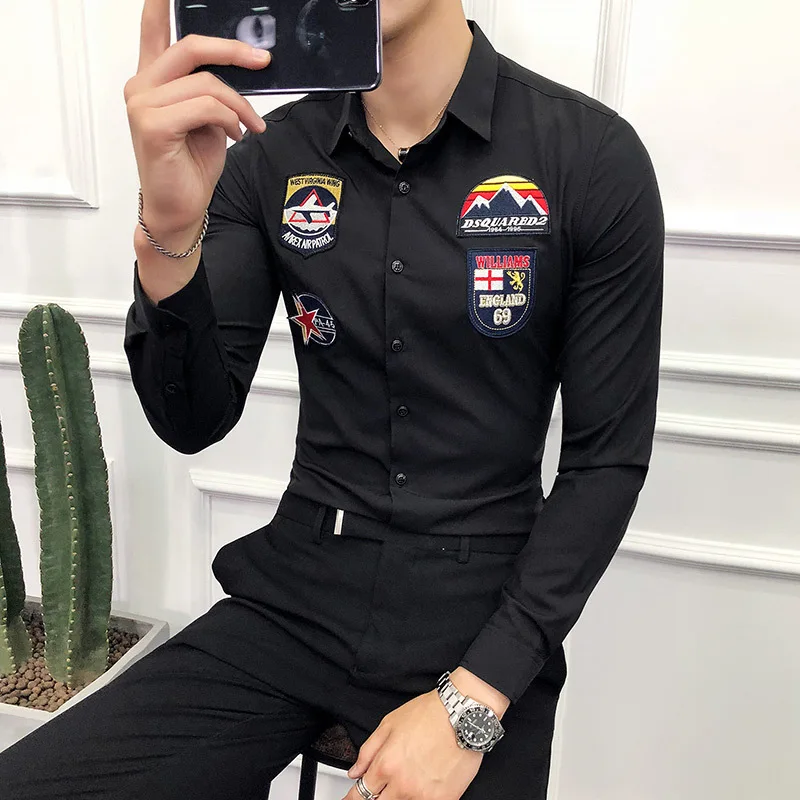 2019 Badge Design shirts Male Korean Long Sleeve Fashion Dress Shirt Men For Camisa Masculina Solid Shirt Casual Slim Fit Shirts
2019 Badge Design shirts Male Korean Long Sleeve Fashion Dress Shirt Men For Camisa Masculina Solid Shirt Casual Slim Fit Shirts