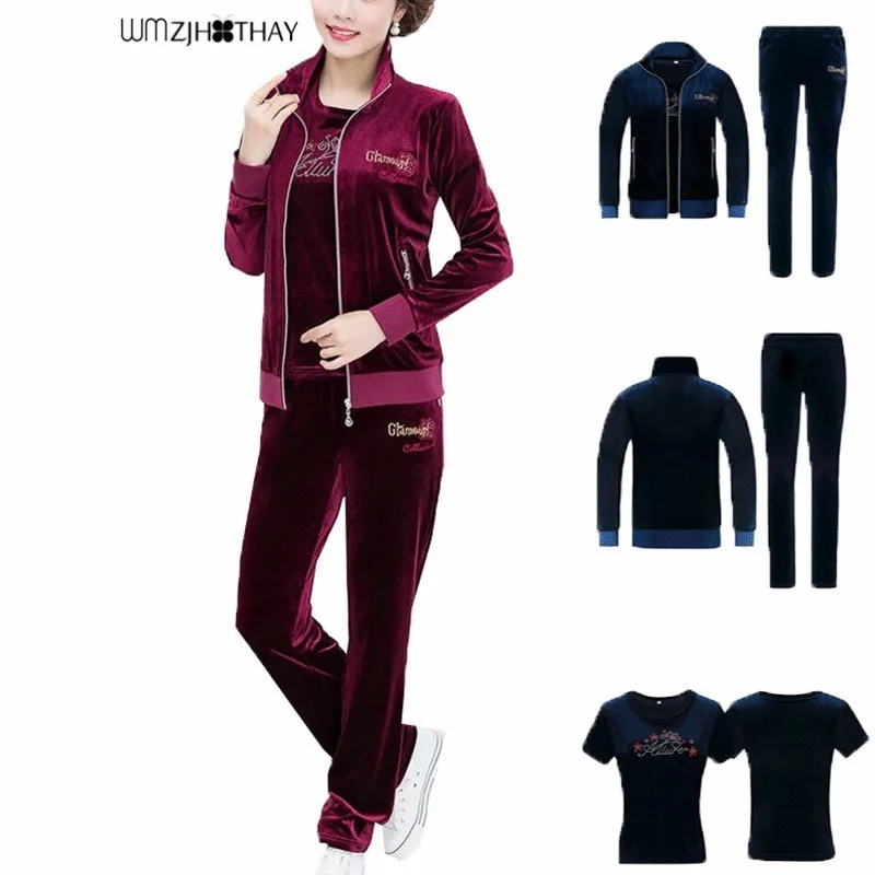Plus Size 5XL Women Suit 2019 New Spring Casual Zipper Patchwork Embroidery Diamond Sweatshirt Fashion Gold Velvet 3 Piece Set
Plus Size 5XL Women Suit 2019 New Spring Casual Zipper Patchwork Embroidery Diamond Sweatshirt Fashion Gold Velvet 3 Piece Set