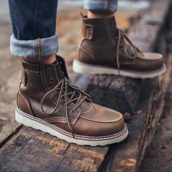 Classics Fashion Leisure Men Chelsea Boots Ankle Round Toe Lace-Up Vintage Motorcycle Boots Solid Winter British Style Shoes
Classics Fashion Leisure Men Chelsea Boots Ankle Round Toe Lace-Up Vintage Motorcycle Boots Solid Winter British Style Shoes