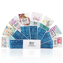 BeautyBigBang 9 pièces/ensemble image de fleur estampage pour ongles chien chat ongles estampage plaques pochoir pour Art des ongles modèle ongles stamper(China)