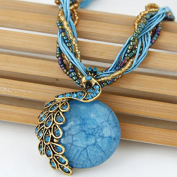 Bohemia Statement Rhinestone Peapock Pendant Necklace Multilayer Chains Vintage Opal Necklace Women Chokers Necklace Handmade
Bohemia Statement Rhinestone Peapock Pendant Necklace Multilayer Chains Vintage Opal Necklace Women Chokers Necklace Handmade