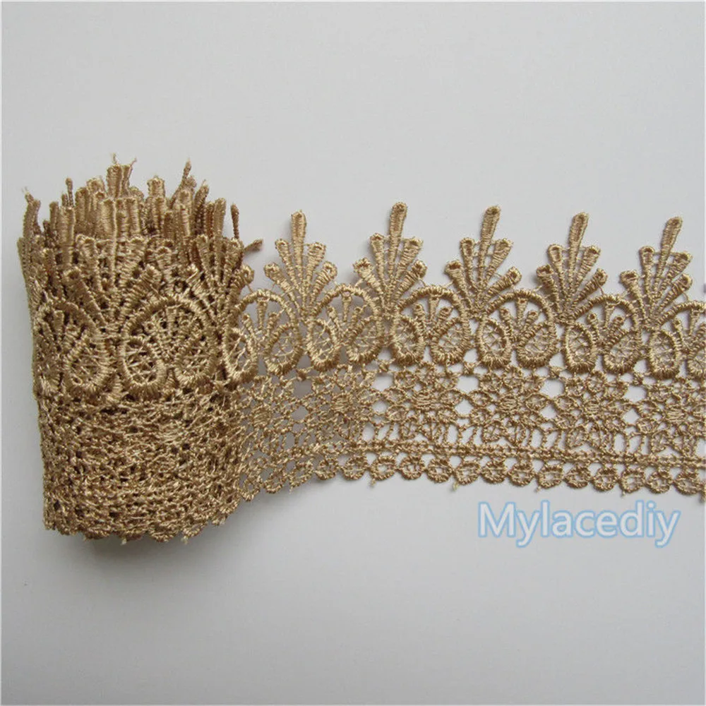 

2 yards Coffee Embroidered Lace Edge Trim Ribbon Applique DIY Sewing Craft Crochet Vintage Wedding Bridal Dress Clothes Flowers