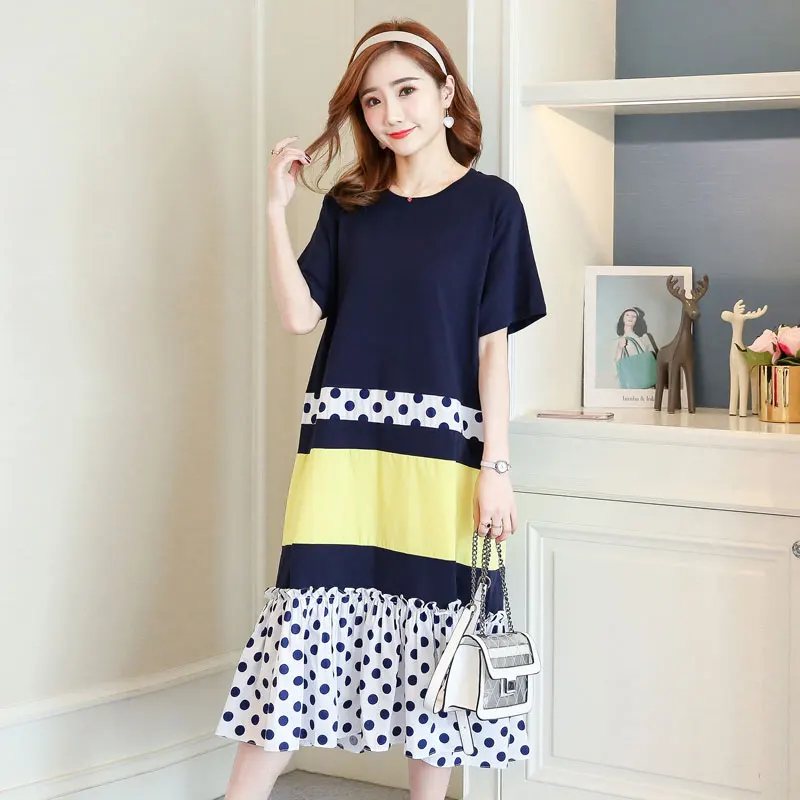 Long loose pregnant women summer dress short sleeve o-neck block color polka dot patchwork maternity dress sweet trumpet mermaid
Long loose pregnant women summer dress short sleeve o-neck block color polka dot patchwork maternity dress sweet trumpet mermaid