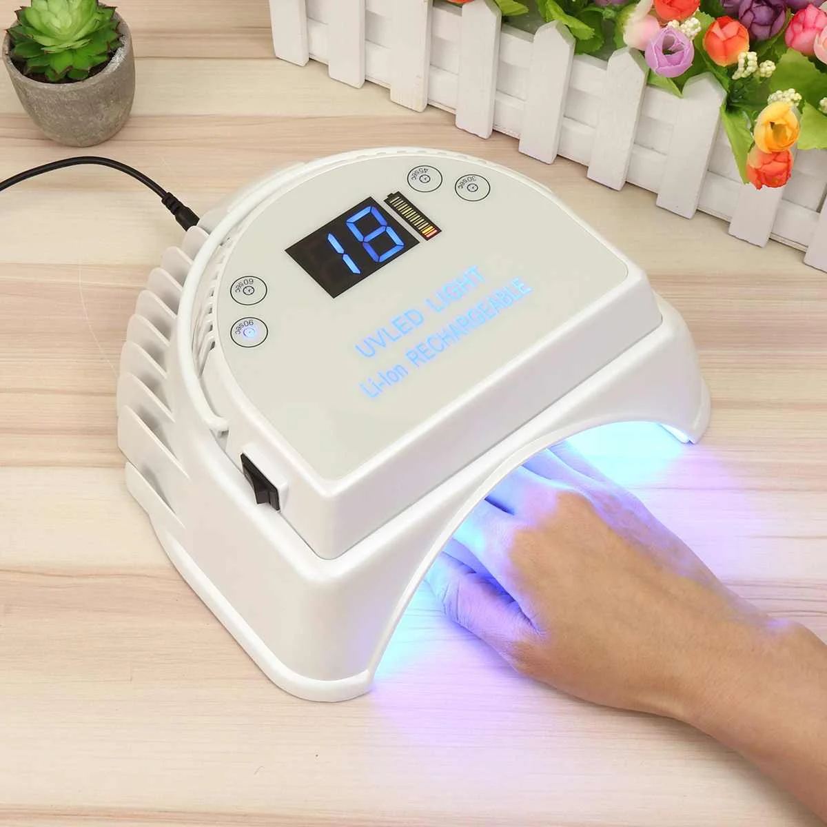 64W 32 LED UV Nail Lamp Light Gel Polish Nail Dryer Rechargeable Cordless LCD Display Cordless Manicure Timers Nail Dryer
64W 32 LED UV Nail Lamp Light Gel Polish Nail Dryer Rechargeable Cordless LCD Display Cordless Manicure Timers Nail Dryer