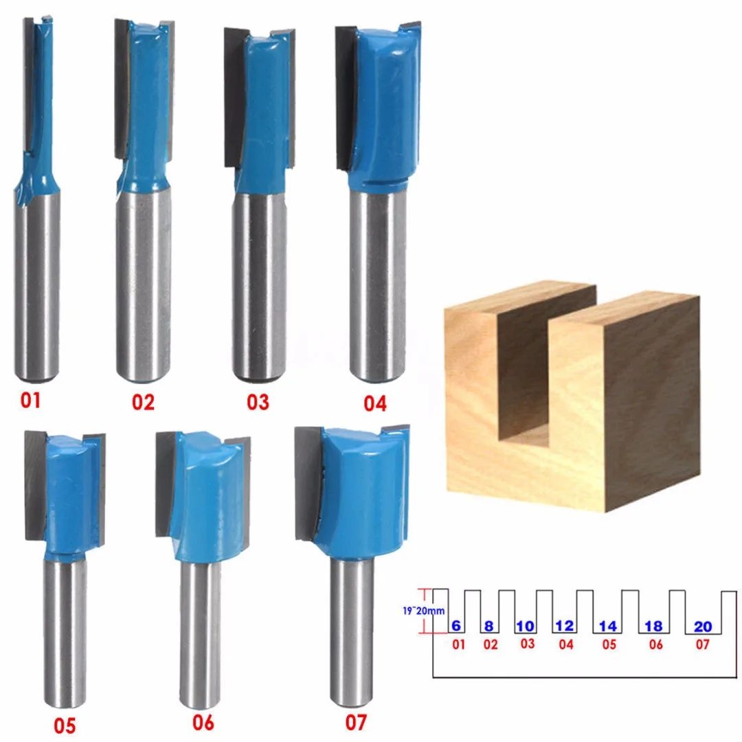 DWZ 1pc/7pcs 8mm Shank Straight Router Bit Set 6/8/10/12/14/18/20mm Cutting Diameter
DWZ 1pc/7pcs 8mm Shank Straight Router Bit Set 6/8/10/12/14/18/20mm Cutting Diameter