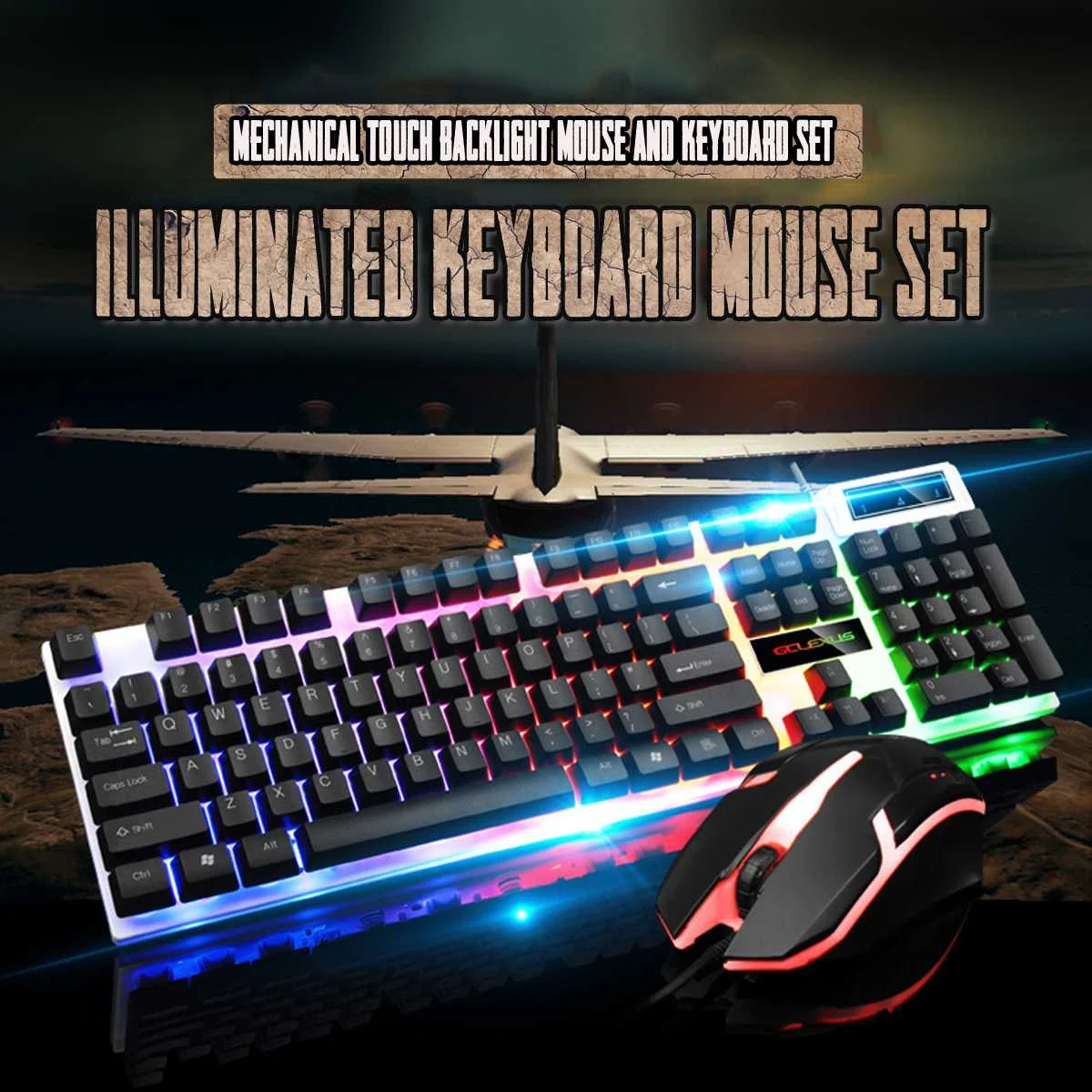 Illuminated Keyboard And Mouse Set Computer Mechanical Touchs Backlight USB Interface For Computer Games Or Office
Illuminated Keyboard And Mouse Set Computer Mechanical Touchs Backlight USB Interface For Computer Games Or Office