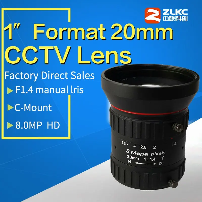 HD 8MegaPixel 20mm C Mount camera Lens Manual Iris Manual Focus F1.4 Aperture 1 "Format Industrial Security CCTV lens shipping
HD 8MegaPixel 20mm C Mount camera Lens Manual Iris Manual Focus F1.4 Aperture 1 "Format Industrial Security CCTV lens shipping