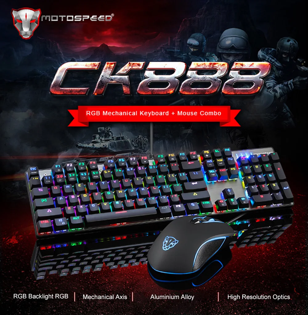 Original Motospeed CK888 NKRO USB Wired RGB Backlight Mechanical Keyboard Mouse Combination LED lighting Gaming Keyboard
Original Motospeed CK888 NKRO USB Wired RGB Backlight Mechanical Keyboard Mouse Combination LED lighting Gaming Keyboard