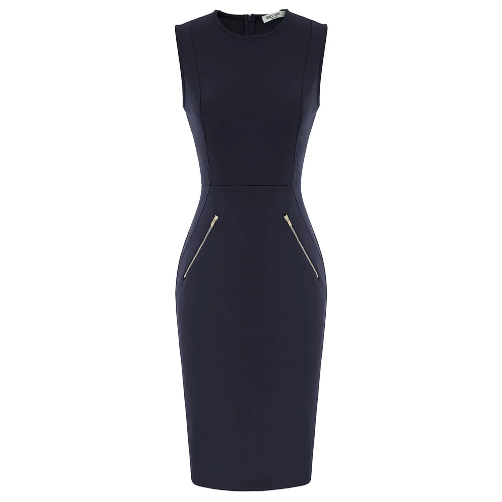 classic pencil dresses Women plain color office work lady Sleeveless Crew Neck Hips-Wrapped Bodycon sheath slim Dress vestido
classic pencil dresses Women plain color office work lady Sleeveless Crew Neck Hips-Wrapped Bodycon sheath slim Dress vestido