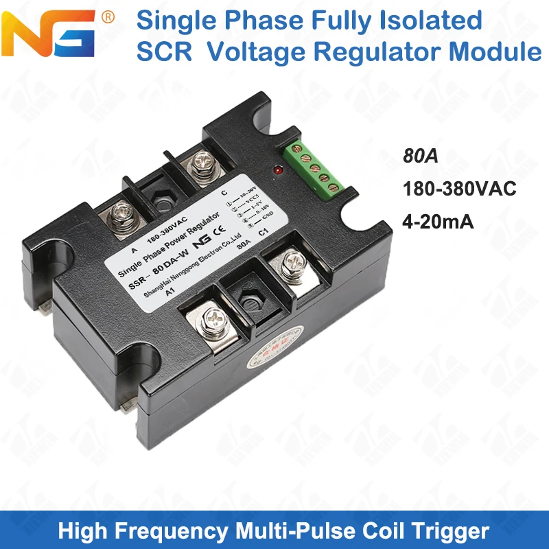 Single-phase 80A SCR voltage regulator module AC SCR power controller for dimming drying or printing equipment infrared heating
Single-phase 80A SCR voltage regulator module AC SCR power controller for dimming drying or printing equipment infrared heating
