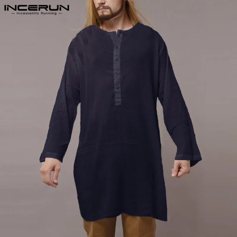 INCERUN Men T Shirt Cotton Long Sleeve Solid Thin Tee Tops Retro Islamic Kaftan Loose Casual Long T-shirt Men Indian Kurta Suit
INCERUN Men T Shirt Cotton Long Sleeve Solid Thin Tee Tops Retro Islamic Kaftan Loose Casual Long T-shirt Men Indian Kurta Suit
