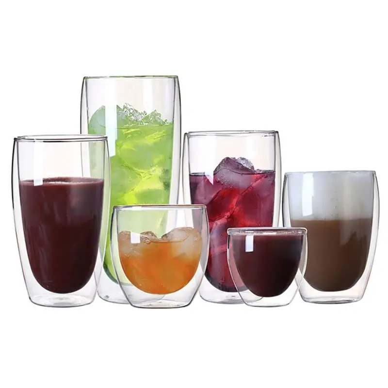 

New Heat Resistant Double Wall Clear Glass Cup Tea Drinkware Cup Drink Health Regimen Mug Coffee Cup 650ml/450ml/350ml/250ml