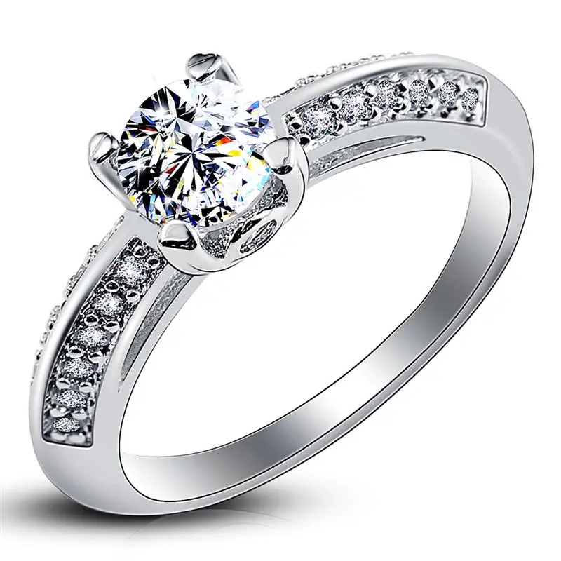 DOTSHE Classic Simple Ring Design Four Prong Sparkling Cubic Zirconia Round Shape Forever Wedding Fashion Birthday Gift | Украшения и