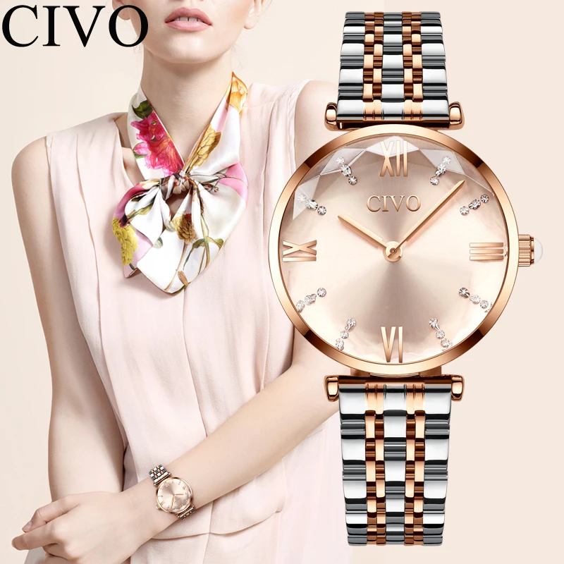 CIVO Luxury Women Watch Waterproof Gold Steel Ladies Crystal Quartz Watches Top Brand Bracelet Dress Wristwatch Clock For Woman
CIVO Luxury Women Watch Waterproof Gold Steel Ladies Crystal Quartz Watches Top Brand Bracelet Dress Wristwatch Clock For Woman