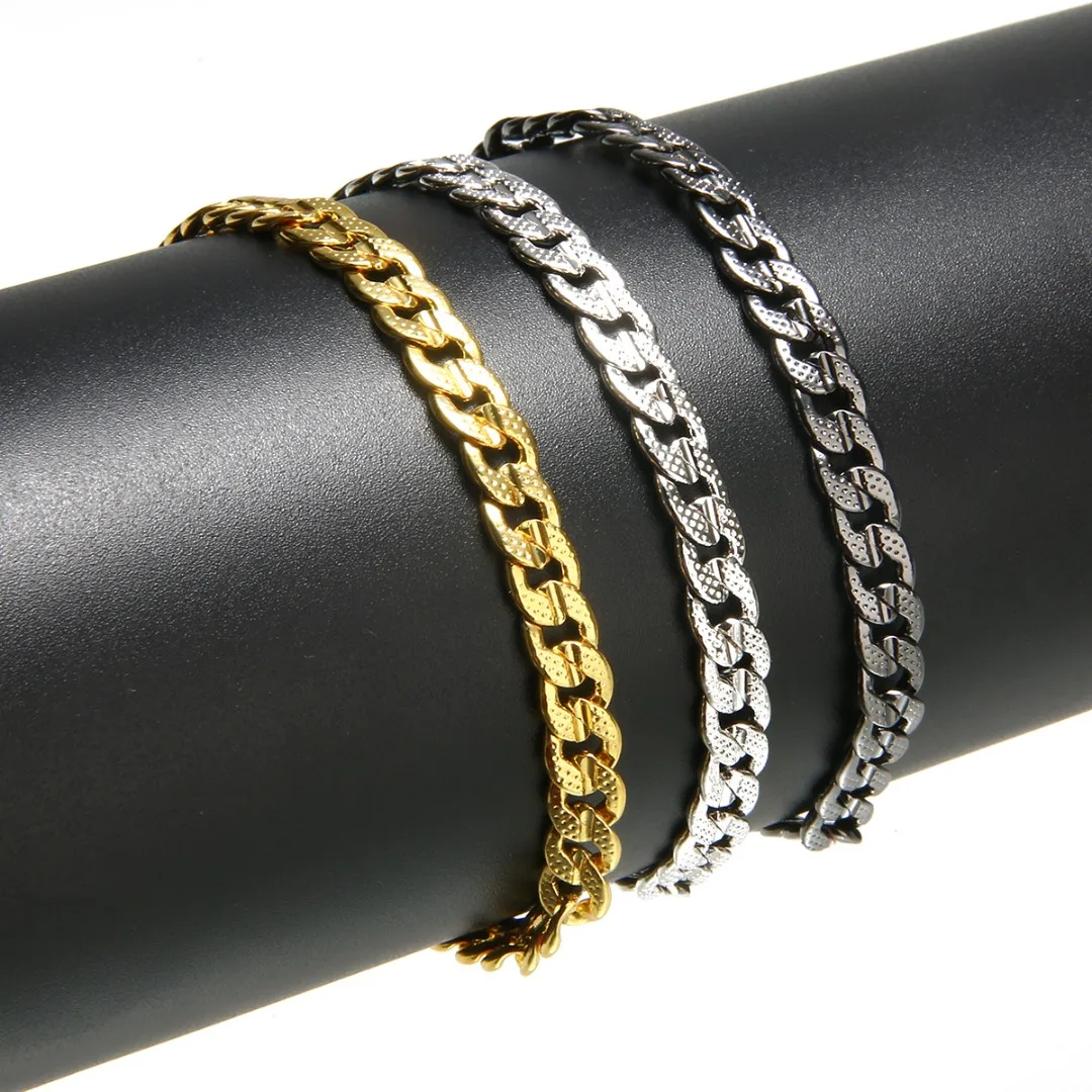 Classic Flat Men Bracelet Gold Silver Black Curb Link Chain Bracelets Fashion Hip Hop Punk Hand Chains Wristband Cuff Jewelry
Classic Flat Men Bracelet Gold Silver Black Curb Link Chain Bracelets Fashion Hip Hop Punk Hand Chains Wristband Cuff Jewelry