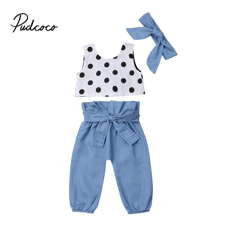 3PCS Newborn Kid Baby Girls Summer Outfits Clothes Dot Print Vest Tops+Bowknot Denim Long Pant Casual Holiday Girls Suit Sets
3PCS Newborn Kid Baby Girls Summer Outfits Clothes Dot Print Vest Tops+Bowknot Denim Long Pant Casual Holiday Girls Suit Sets