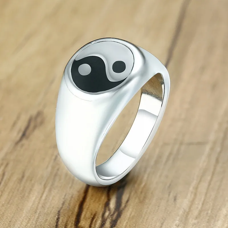 Tai Chi Yin Yang Gossip Ring Men Stainless Steel Silver Tone Enamel Round Signet Ring Taoist Zen Spirit Jewelry
Tai Chi Yin Yang Gossip Ring Men Stainless Steel Silver Tone Enamel Round Signet Ring Taoist Zen Spirit Jewelry