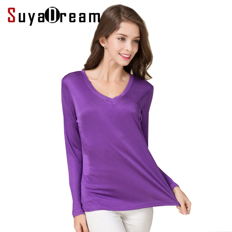 Women T shirt 100% Natural silk base shirt Long sleeve V neck Bottoming shirt 2017 FALL new white black tops
Women T shirt 100% Natural silk base shirt Long sleeve V neck Bottoming shirt 2017 FALL new white black tops