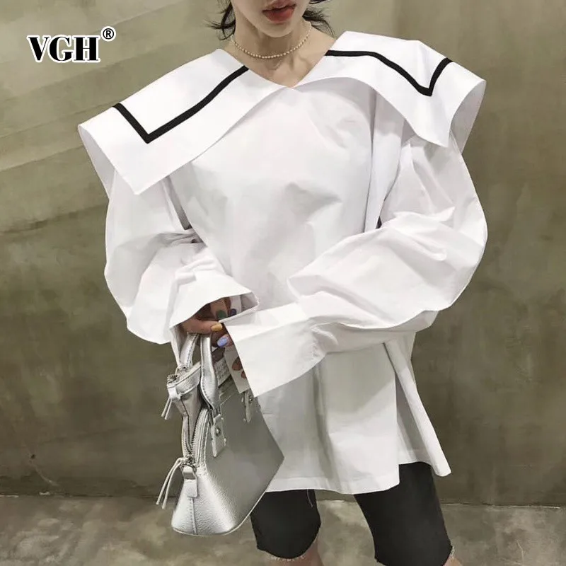 VGH 2019 Summer Hit Color Women's Blouse Lapel Collar Long Sleeve Loose Clothing Top Female Fashion New Tide Korean
VGH 2019 Summer Hit Color Women's Blouse Lapel Collar Long Sleeve Loose Clothing Top Female Fashion New Tide Korean