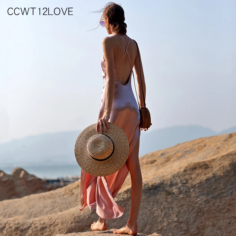 Women Summer Sexy Beach Dress 2019 V Neck Cross Strap Long High Split Dress Maxi A Line Backless Slip Dress Satin Side Slit
Women Summer Sexy Beach Dress 2019 V Neck Cross Strap Long High Split Dress Maxi A Line Backless Slip Dress Satin Side Slit