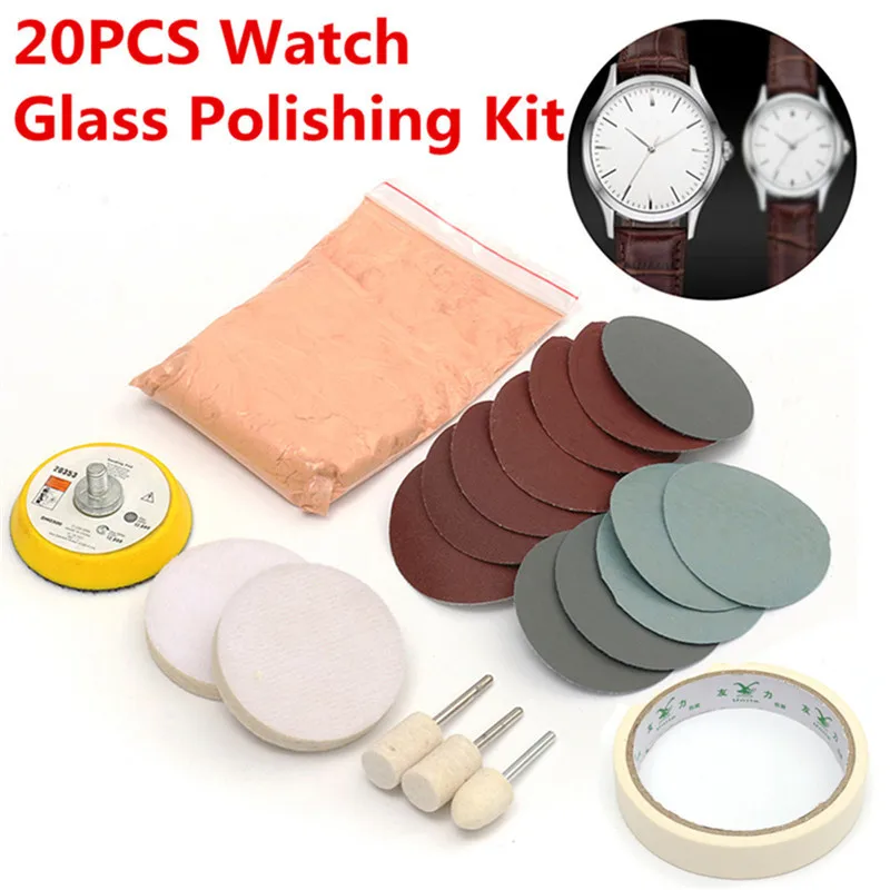 20pcs/set Watch Glass Polishing Kit Glass Scratch Removal Polishing Pad And Wheel 50mm Backing Pad Durable Quality
20pcs/set Watch Glass Polishing Kit Glass Scratch Removal Polishing Pad And Wheel 50mm Backing Pad Durable Quality