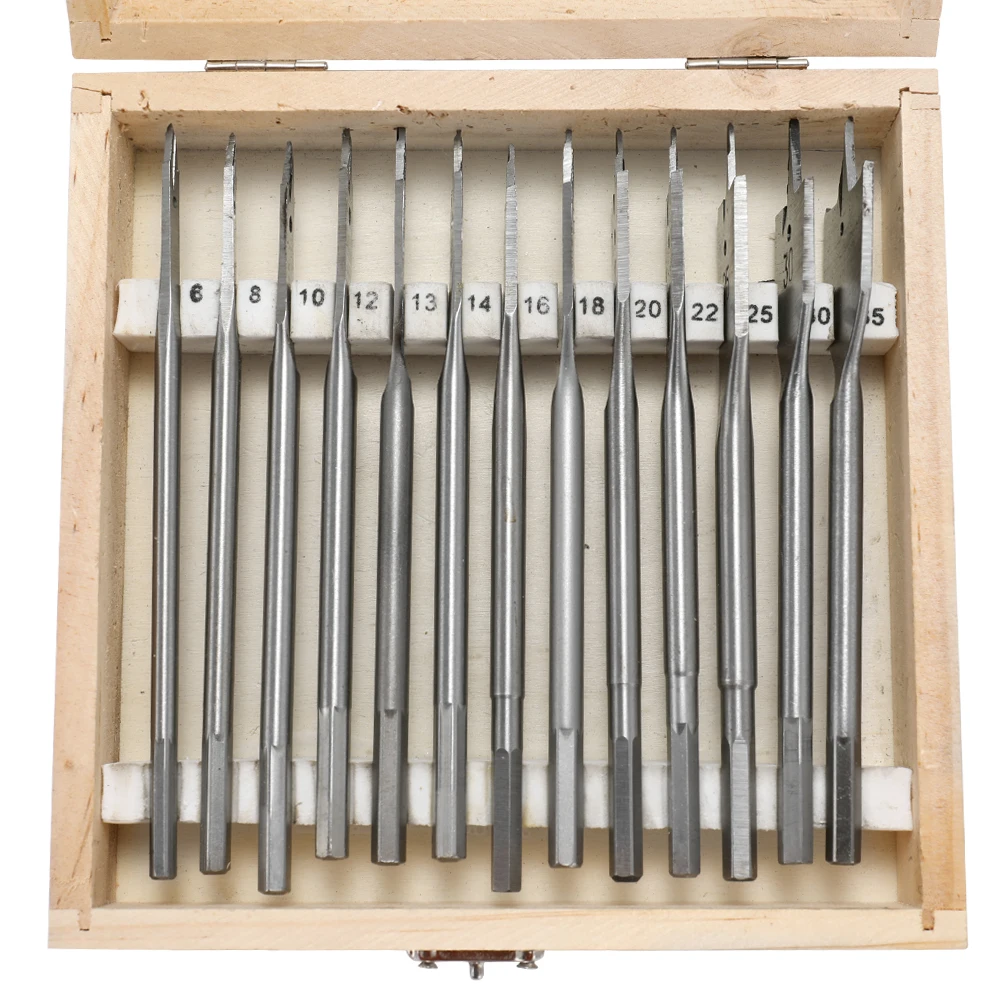 13pcs Flat Spade Drill Bits Set Metal Bit Kit Hex Shank Woodworking Tool Accessories
13pcs Flat Spade Drill Bits Set Metal Bit Kit Hex Shank Woodworking Tool Accessories