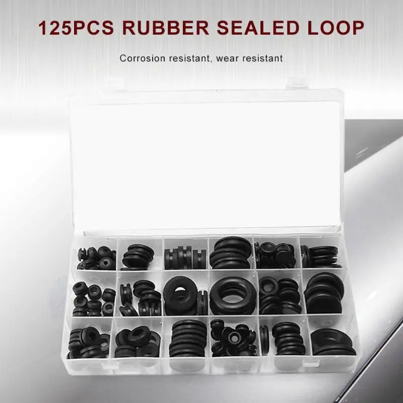 125pcs/set Rubber Grommets Kits Electrical Wire Gasket Tool Plug Wire Ring Assortment Set Good sealing effect Gasket
125pcs/set Rubber Grommets Kits Electrical Wire Gasket Tool Plug Wire Ring Assortment Set Good sealing effect Gasket