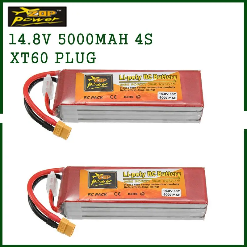 ZOP Power 14.8V 5000mAh 4S 60C Lipo Battery Rechargeable XT60 Plug Connector for FPV RC Drone Part Accs
ZOP Power 14.8V 5000mAh 4S 60C Lipo Battery Rechargeable XT60 Plug Connector for FPV RC Drone Part Accs
