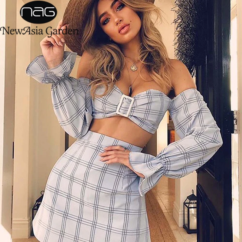 NewAsia Summer Two Piece Set Long Sleeve Plaid 2 Piece Set Women Two Piece Outfits Casual Beach Party Crop Top And Skirt Set New
NewAsia Summer Two Piece Set Long Sleeve Plaid 2 Piece Set Women Two Piece Outfits Casual Beach Party Crop Top And Skirt Set New