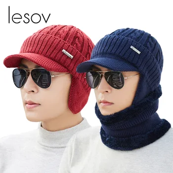 Lesov 2 pcs/set Ear Flaps Knitted Beanie Hat With Collar Scarf Men Warm Plush Winter Hat Scarves Slouchy Sport Visor Sun Cap New
Lesov 2 pcs/set Ear Flaps Knitted Beanie Hat With Collar Scarf Men Warm Plush Winter Hat Scarves Slouchy Sport Visor Sun Cap New