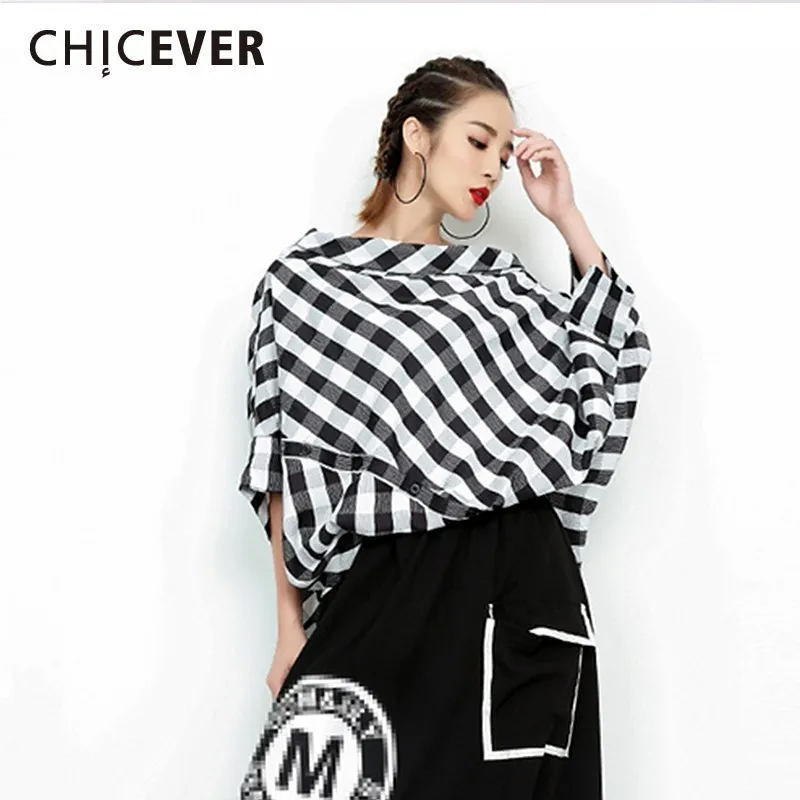 CHICEVER Spring Plaid Shirt For Women Slash Neck Batwing Sleeve Button Loose Plus Size Irregular Female Top Blouse 2019 New Tide
CHICEVER Spring Plaid Shirt For Women Slash Neck Batwing Sleeve Button Loose Plus Size Irregular Female Top Blouse 2019 New Tide