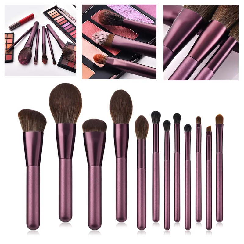 

12pcs Purple Lilac Color Makeup Brushes Eye Shadow Concealer Foundation Eyebrow Blush Bronzer Lips Powder Beauty Make Up Brush