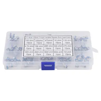 150 Pcs/box Variable Resistor Potentiomete 100ohm-1Mohm Vertical PCB Preset Trimmer Potentiometer Tool
150 Pcs/box Variable Resistor Potentiomete 100ohm-1Mohm Vertical PCB Preset Trimmer Potentiometer Tool