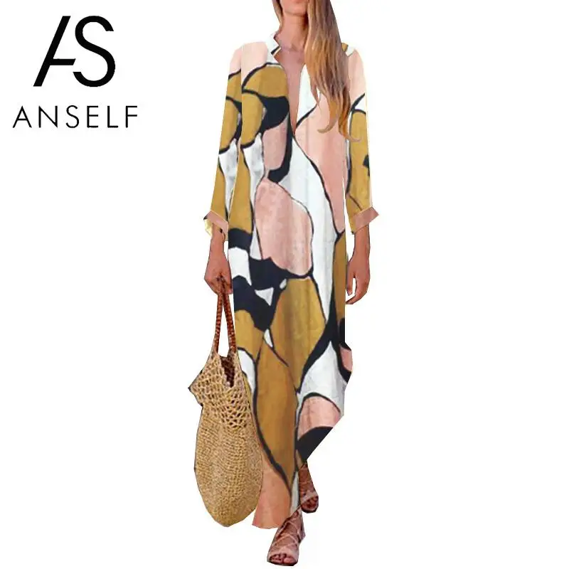 New Fashion Women Cotton Linen Maxi Dress Splice Color Deep V-Neck 3/4 Sleeves Asymmetry Hem Fall Casual Boho Loose Dress Yellow
New Fashion Women Cotton Linen Maxi Dress Splice Color Deep V-Neck 3/4 Sleeves Asymmetry Hem Fall Casual Boho Loose Dress Yellow