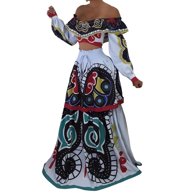 African Dashiki Skirt Set Women Traditional Dresses for Women Suit Slash Neck Crop Top Floor Length Long Skirts Suits 2 Pieces
African Dashiki Skirt Set Women Traditional Dresses for Women Suit Slash Neck Crop Top Floor Length Long Skirts Suits 2 Pieces